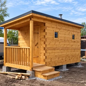 Баня из бруса 2×4 м с террасой 1×1.8 м под ключ